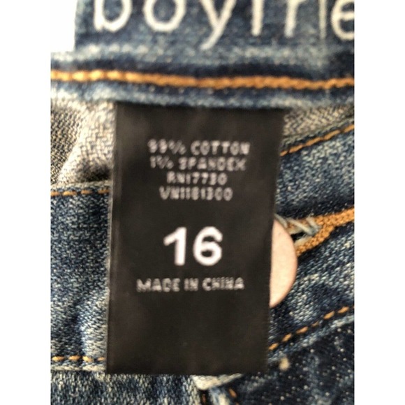 Mossimo Jeans Size 16 Blue Skinny Boyfriend Mid Rise Dark Wash Denim Distressed - Picture 4 of 7